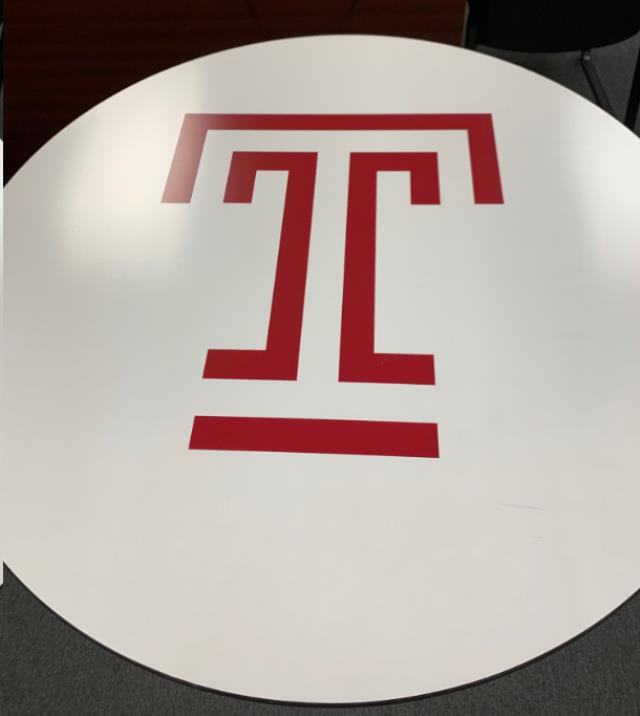 Rental store for TABLE, TEMPLE LOGO, 36  RD X30  HIGH PED in Philadelphia NJ