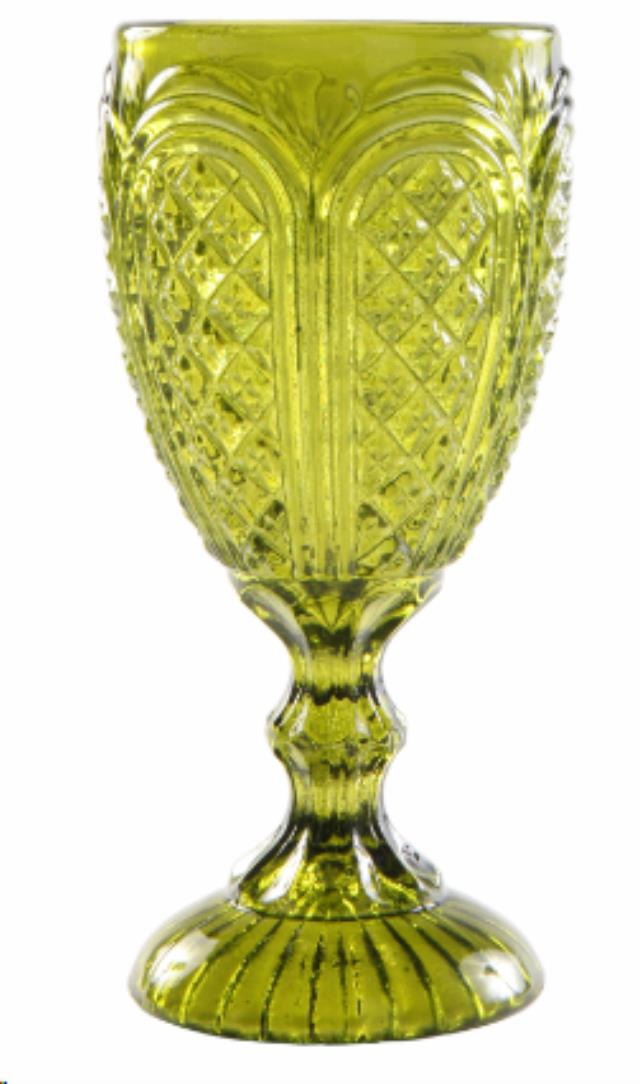 Rental store for GLASS, CAROUSEL GOBLET 11OZ - OLIVE GRN in Philadelphia NJ